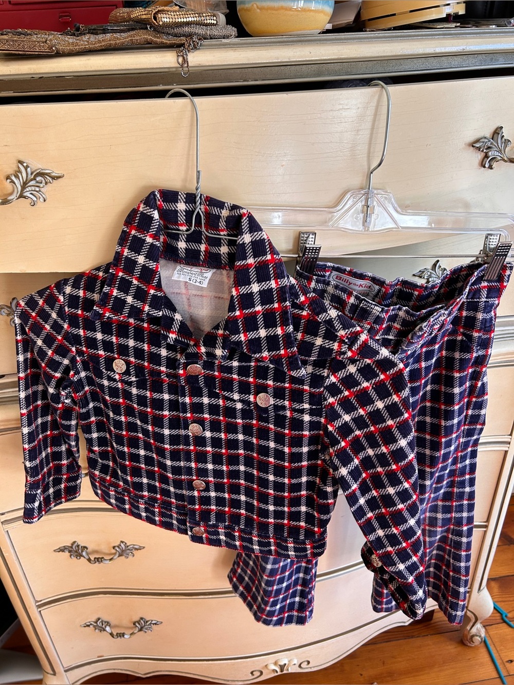 Vintage 70's Billy the Kid Corduroy Plaid!!!Kid 3-4